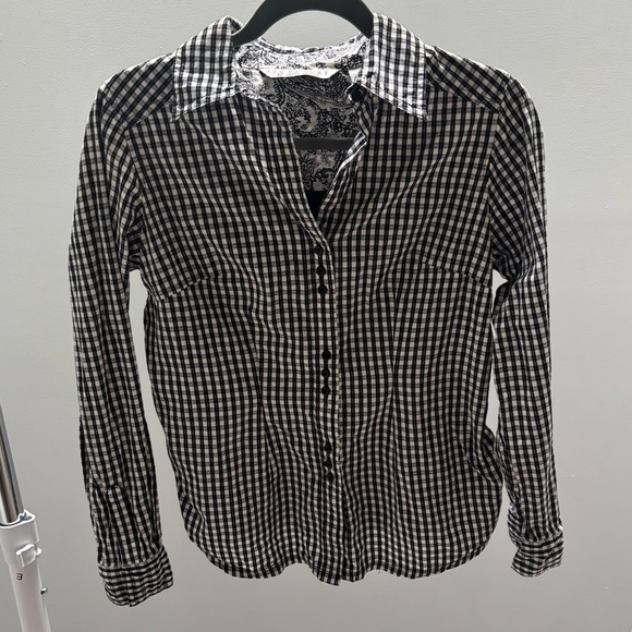 Signature by Larry Levine Black and White Casual Button-Down Shirt - Picture 1 of 8